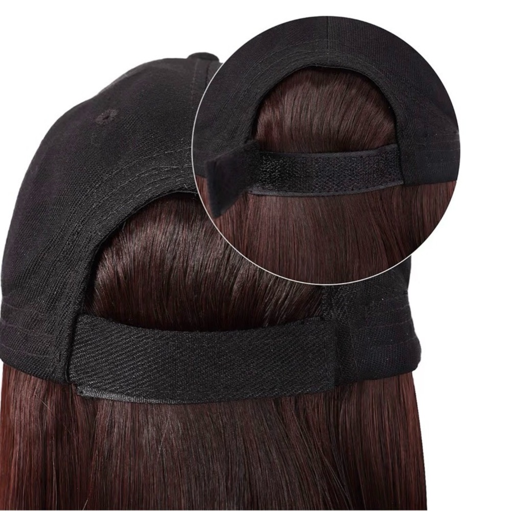 Short Straight Bob Wig Resistant Synthetic Hair Extension Baseball Hat Wig - Picture 5 of 6